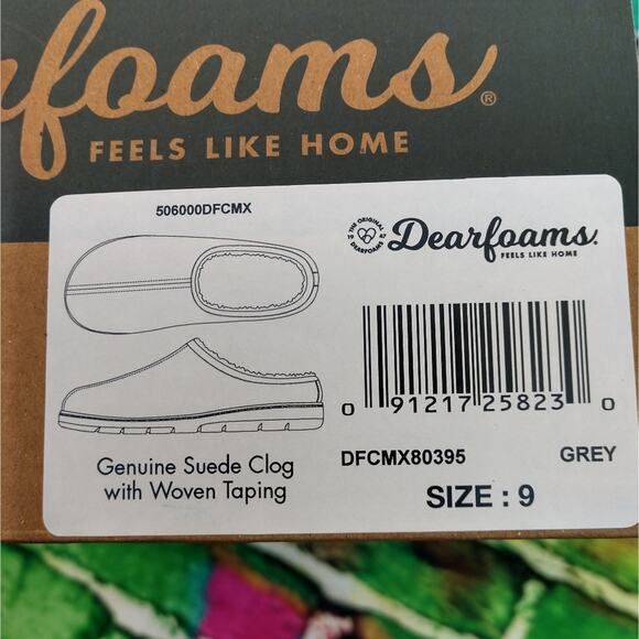 NWT in box Dearfoams Genuine Suede Clogs with Woven Taping Mens size 9 - Picture 9 of 11